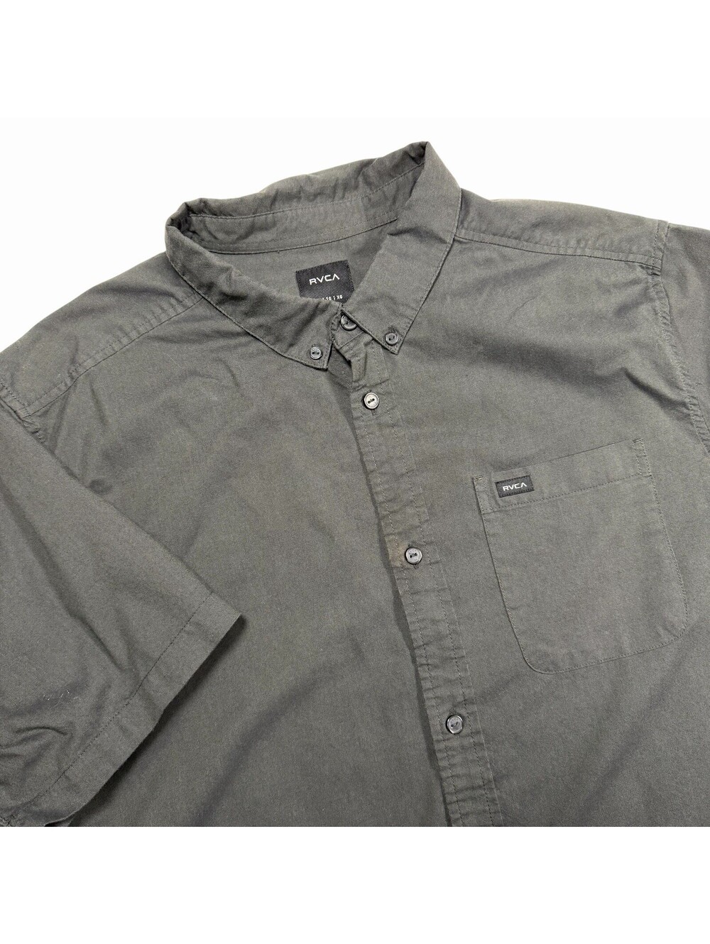 RVCA That'll Do Dobby Men's Gray Short Sleeve Slim Fit Button Down Shirt XL